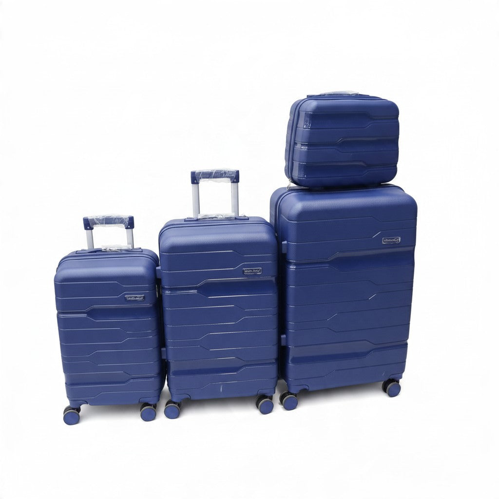 SMTE Satro Gear 4-Piece Polypropylene Unbreakable Suitcase Blue 8 Wheels