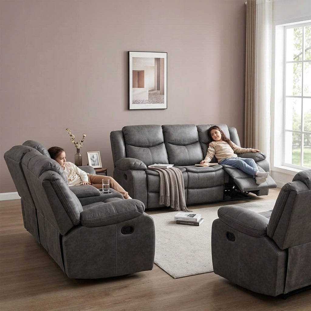 Smte 3 Piece Manual Reclining Living Room Sofa Set Home Cinema Suite CX002