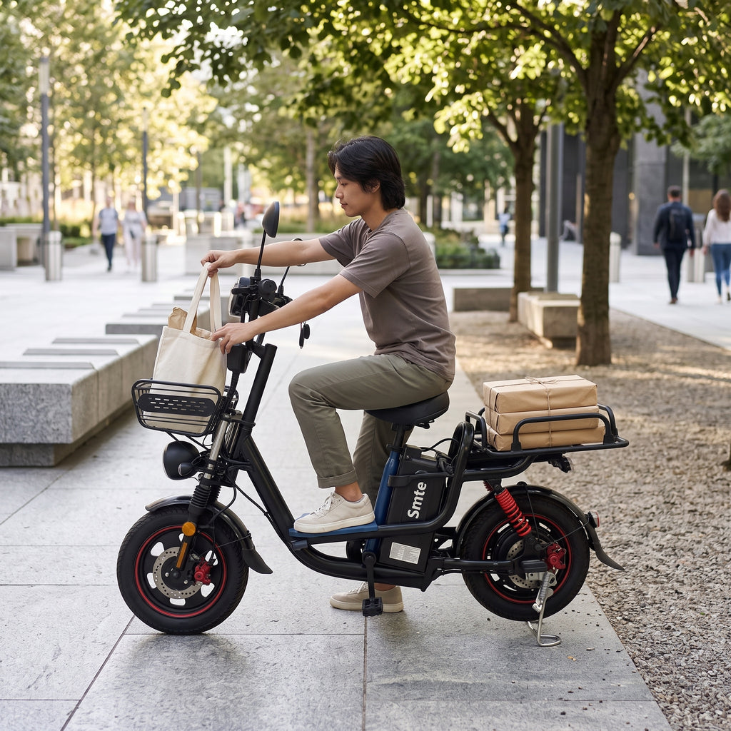 Smte P3 High-Performance Electric Delivery Bike – 1000W Motor, 60V 20.8Ah Lithium Battery, 55km/h Speed, Heavy-Duty Cargo Rack & 1-Year Battery Warranty