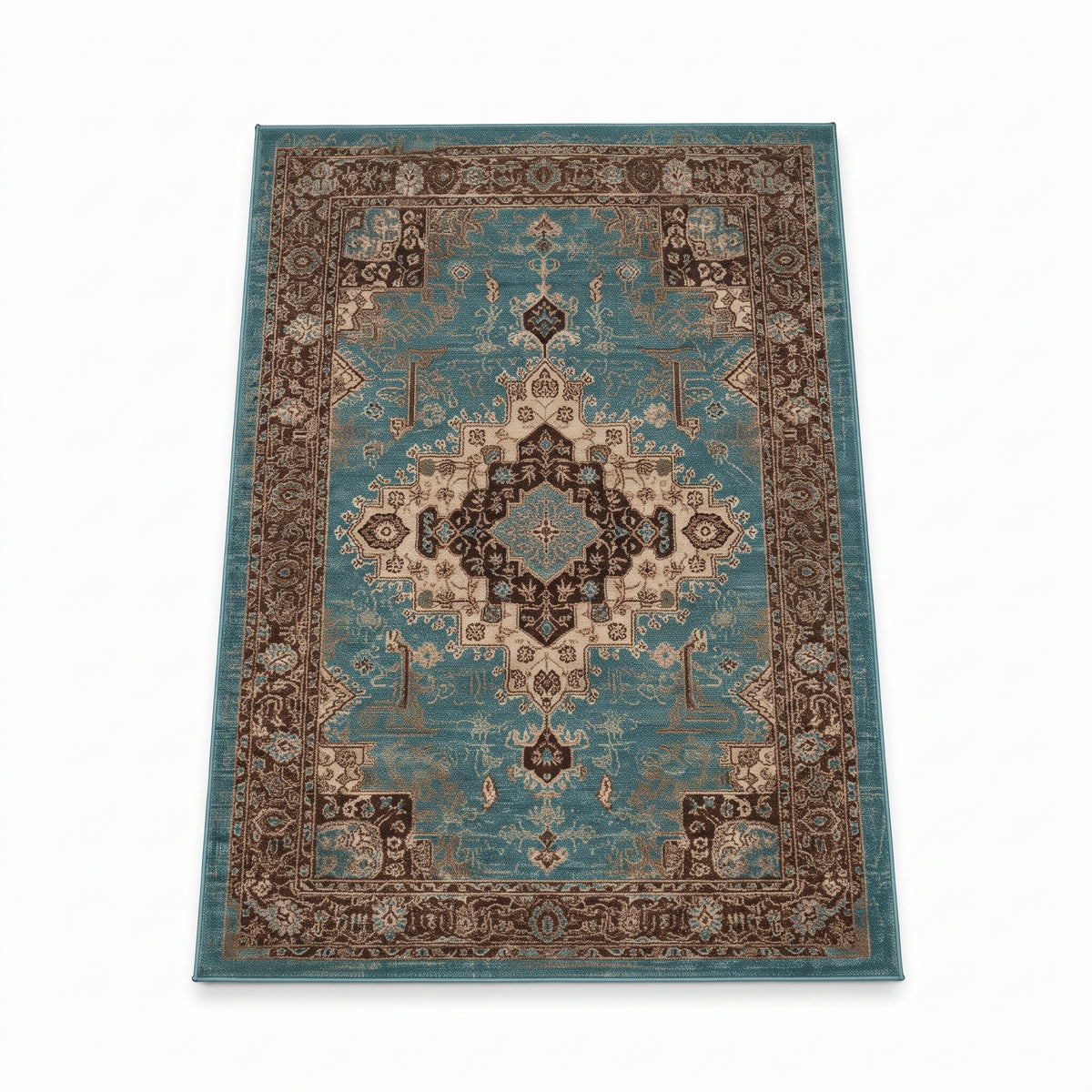 SMTE - Anatolia Mafy Turkuaz / Brown Traditional Rug - 150 x 200 cm Area Carpet ZULF10