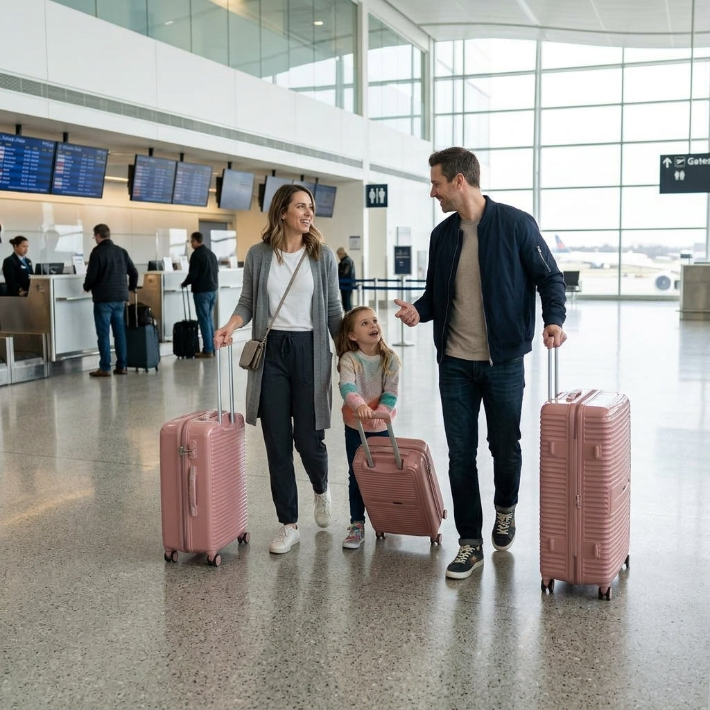 SMTE Satro Gear 3-Piece Polypropylene Unbreakable Suitcase Pink 8 Wheels