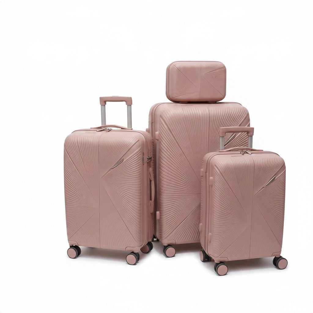 SMTE Satro Gear 4-Piece Polypropylene Unbreakable Suitcase Rose Gold 8 Wheels