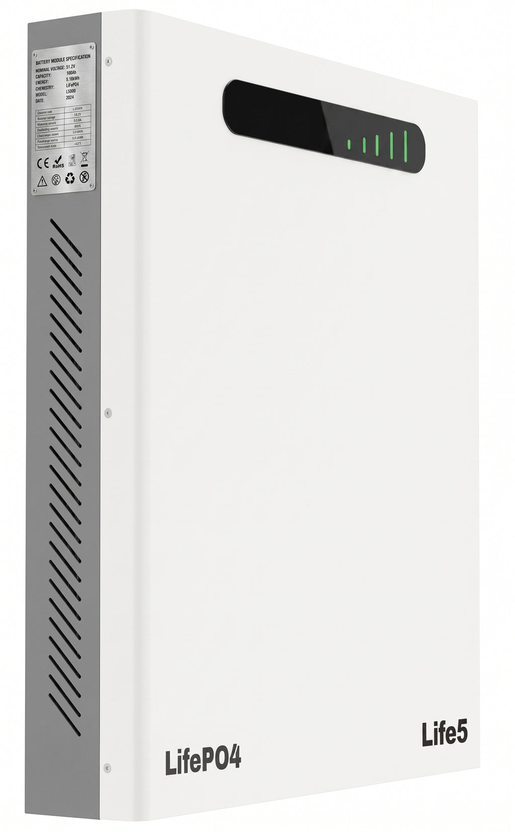 SMTE 5.12kWh 51.2V 100Ah Slim-Line LiFePO4 Battery – Wall Mount