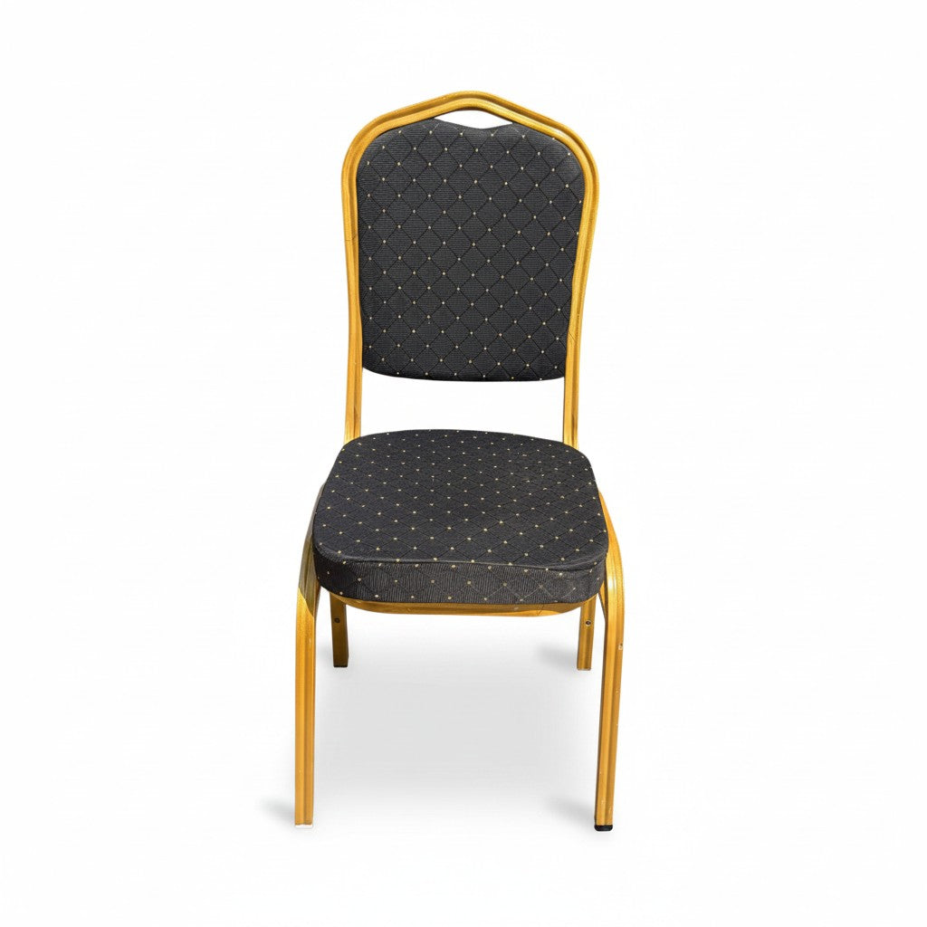 SMTE Classic Crown Back Banquet & Conference Chair (Black Fabric with Gold Frame)