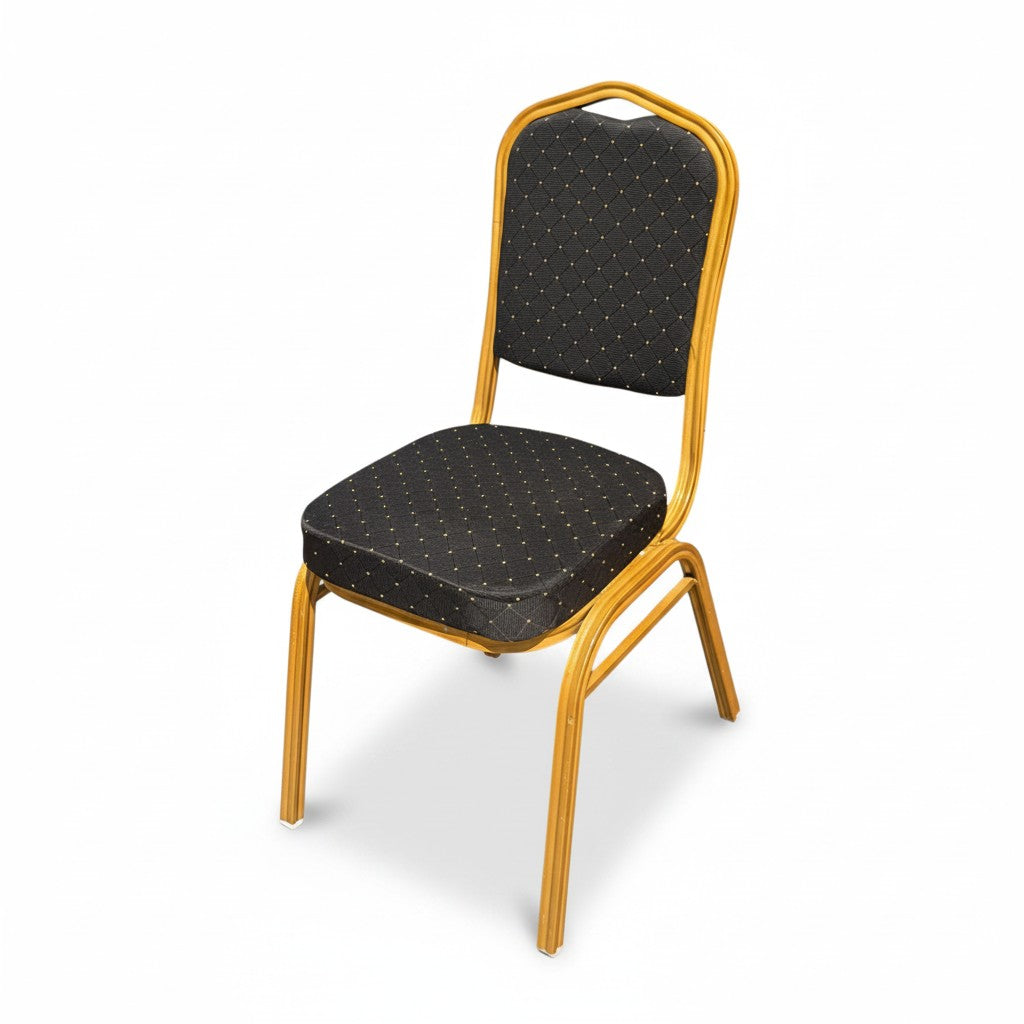 SMTE Classic Crown Back Banquet & Conference Chair (Black Fabric with Gold Frame)