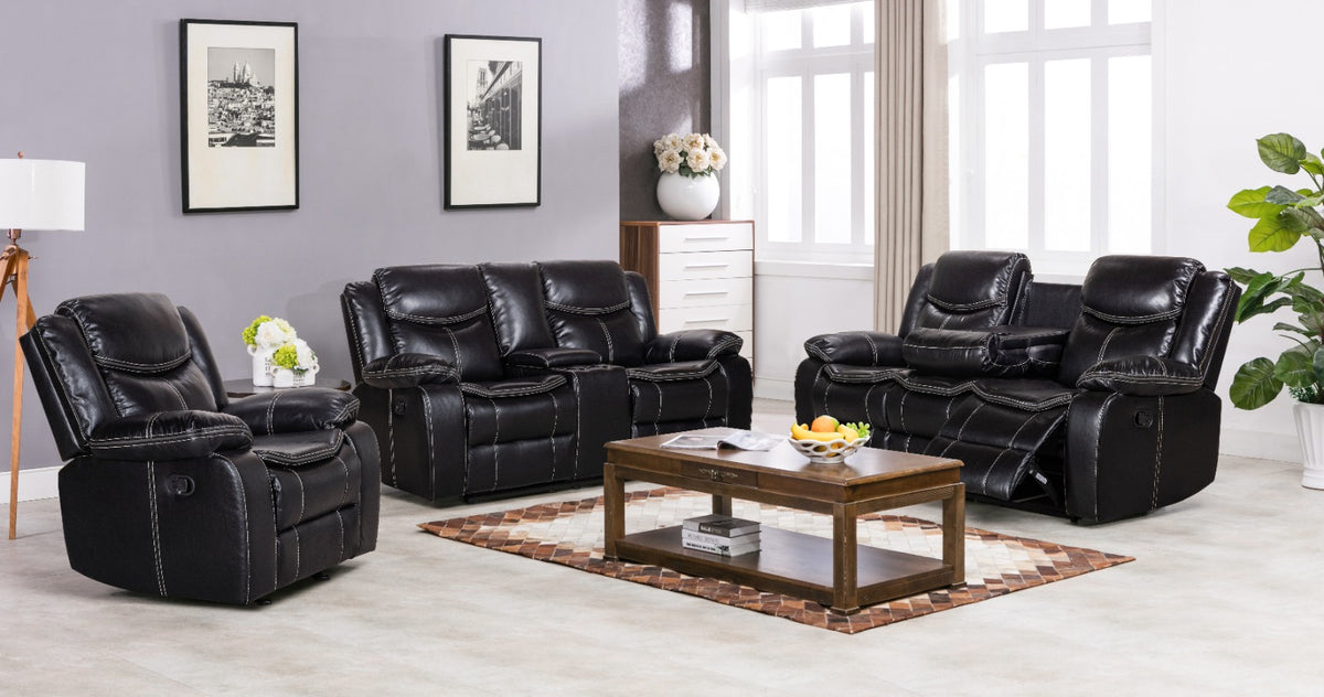 Smte 3-Piece Reclining Living Room Sofa Set – Recliner Armchair, Console Loveseat & Reclining Couch CX002