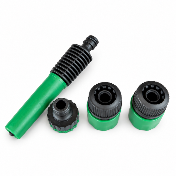 SMTE 4-Piece Garden Hose Nozzle and Connector Set - Green and Black