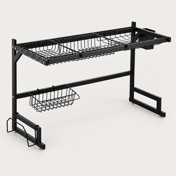 SMTE 2-Layer Over-Sink Kitchen Rack - Black, 85 cm