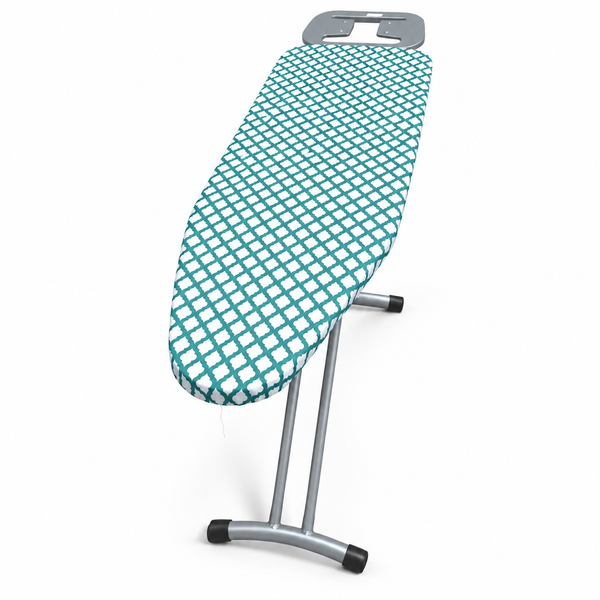 SMTE Ironing Board with Iron Rest – Green/White Pattern