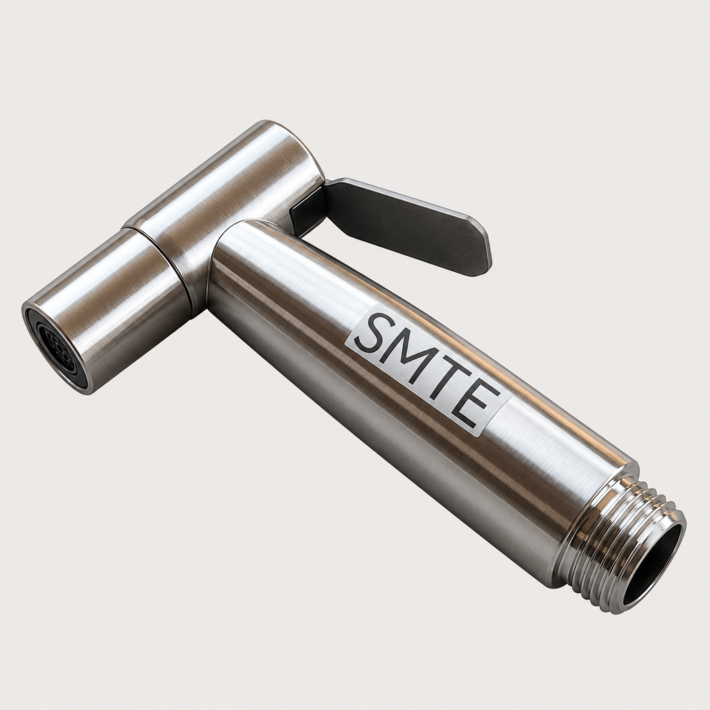 SMTE silver-finish T-head handheld trigger sprayer detail