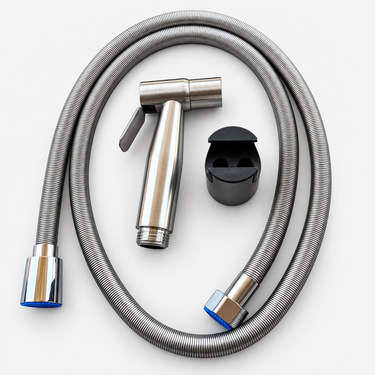 SMTE handheld bidet sprayer, flexible grey hose and black wall holder