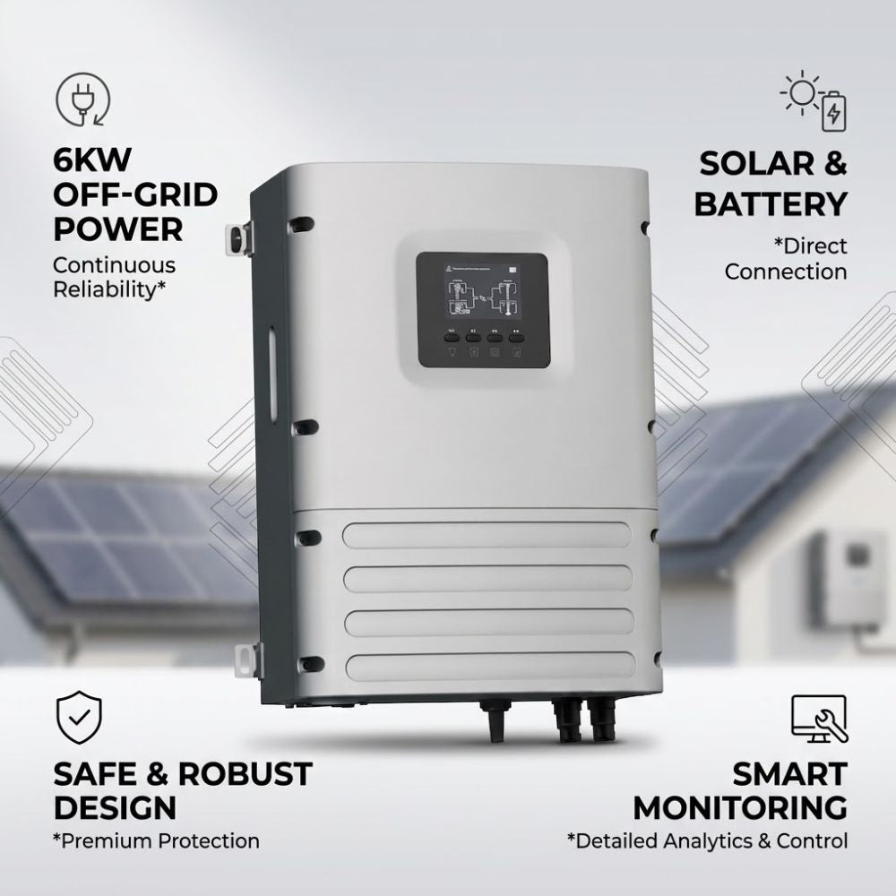 SMTE 6KW Off-Grid Solar Inverter – Dual MPPT IP65 Pure Sine Wave