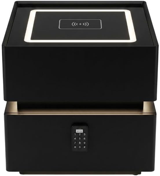 SASTRO GEAR black two-drawer bedside table — view 1