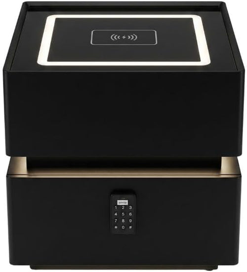 SASTRO GEAR black two-drawer bedside table — view 1