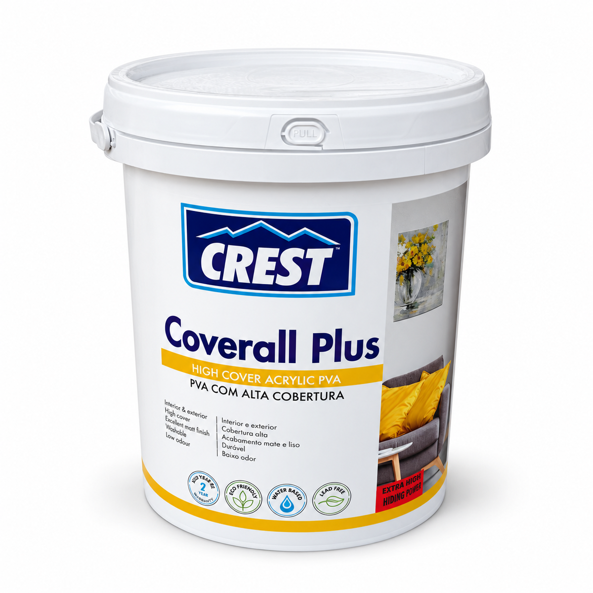 Crest Coverall Plus 20L paint on a clean white background