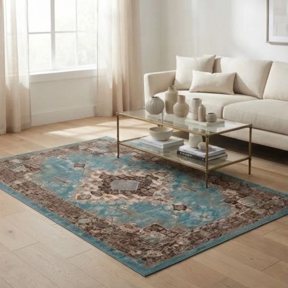 SMTE - Anatolia Mafy Turkuaz / Brown Traditional Rug - 150 x 200 cm Area Carpet ZULF10