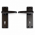 SMTE - Black Lever Door Handle Pair with Keyhole Backplates - edited product view 1