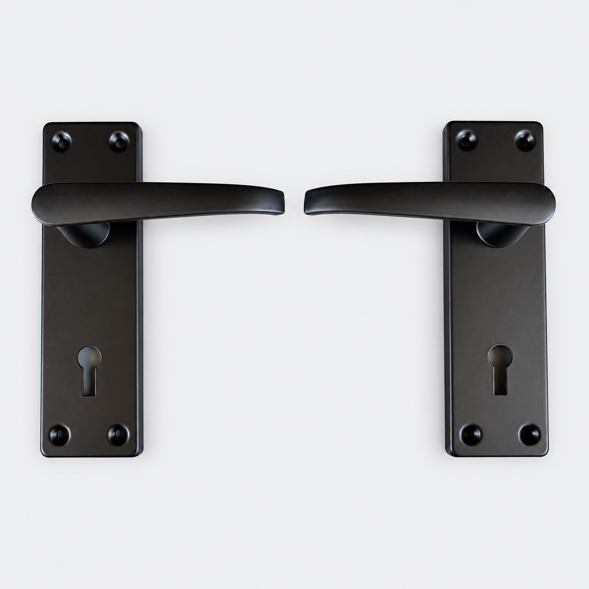 SMTE - Black Lever Door Handle Pair with Keyhole Backplates - edited product view 2