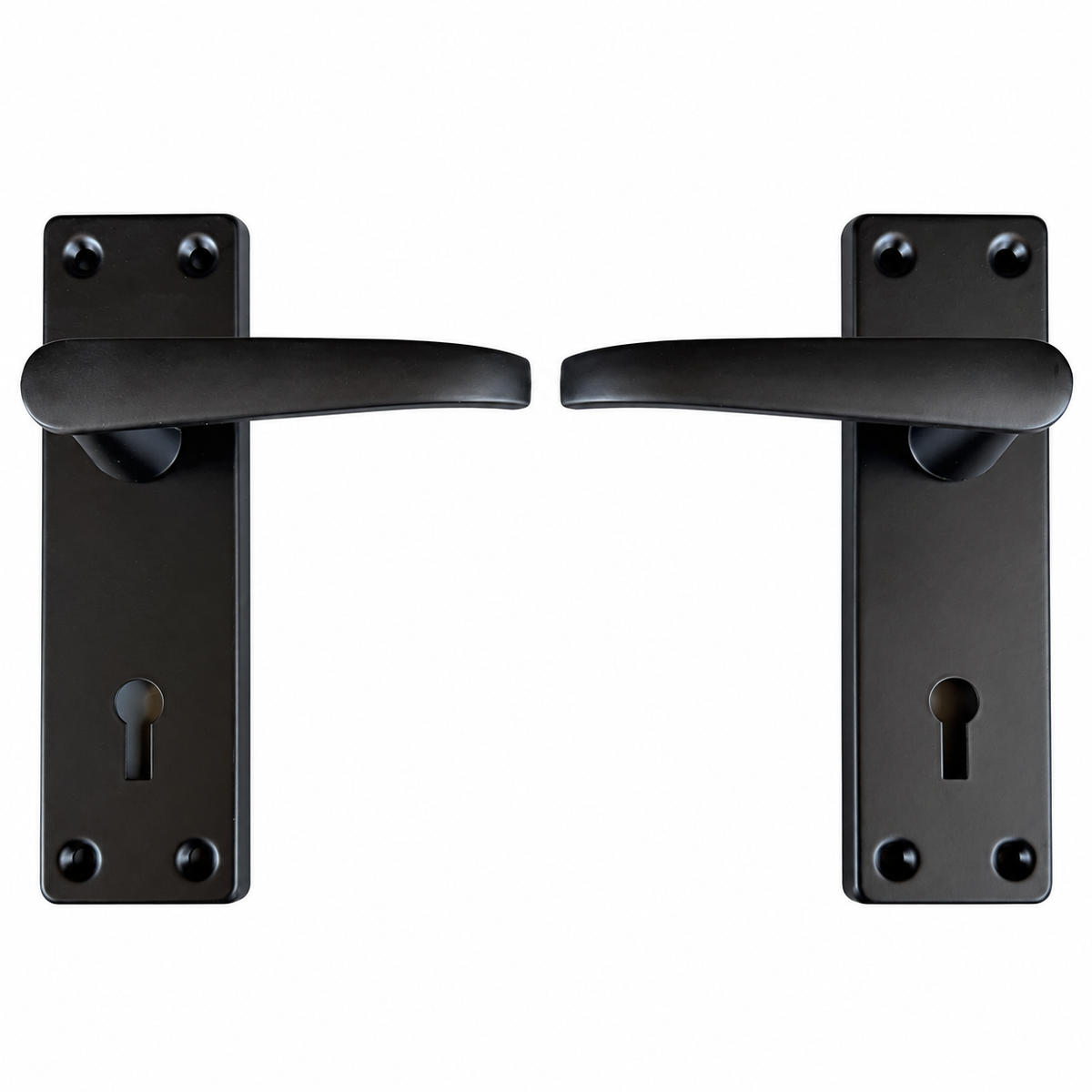 SMTE - Black Lever Door Handle Pair with Keyhole Backplates - edited product view 3