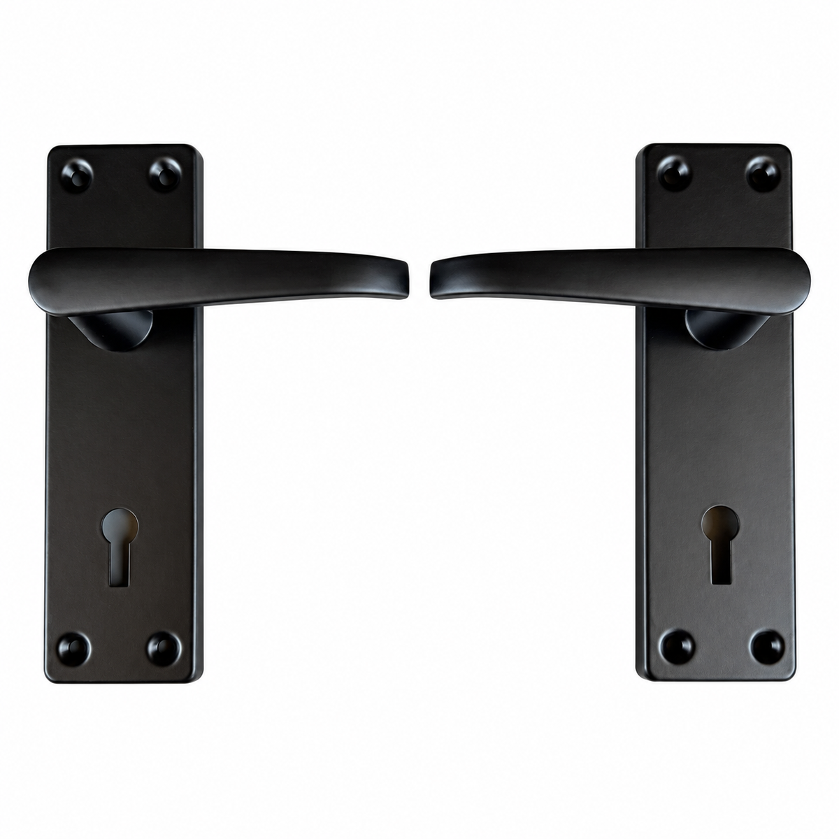 SMTE - Black Lever Door Handle Pair with Keyhole Backplates - edited product view 4