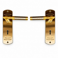 SMTE - Gold Lever Door Handle Pair with Keyhole Backplates - edited product view 1