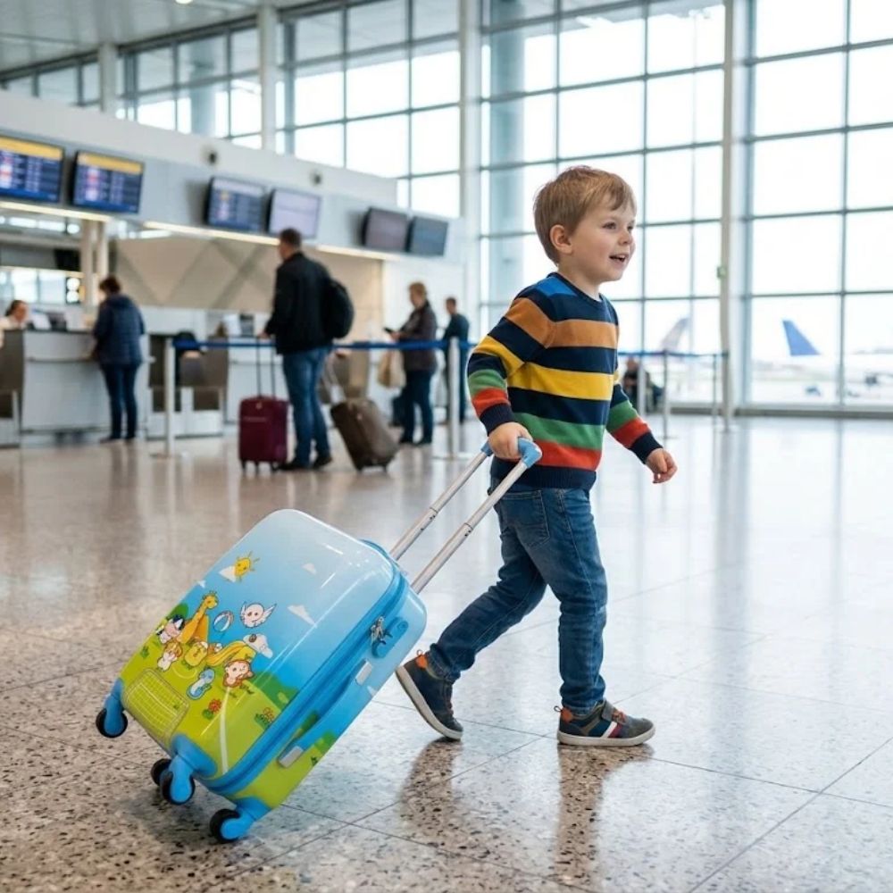 SMTE Sastro Gear Kids Animal Park Suitcase Blue 4 Wheels
