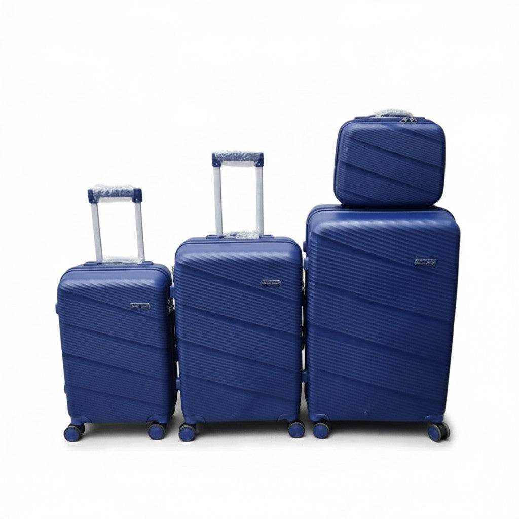 SMTE Satro Gear 4-Piece Polypropylene Unbreakable Suitcase Blue 8 Wheels