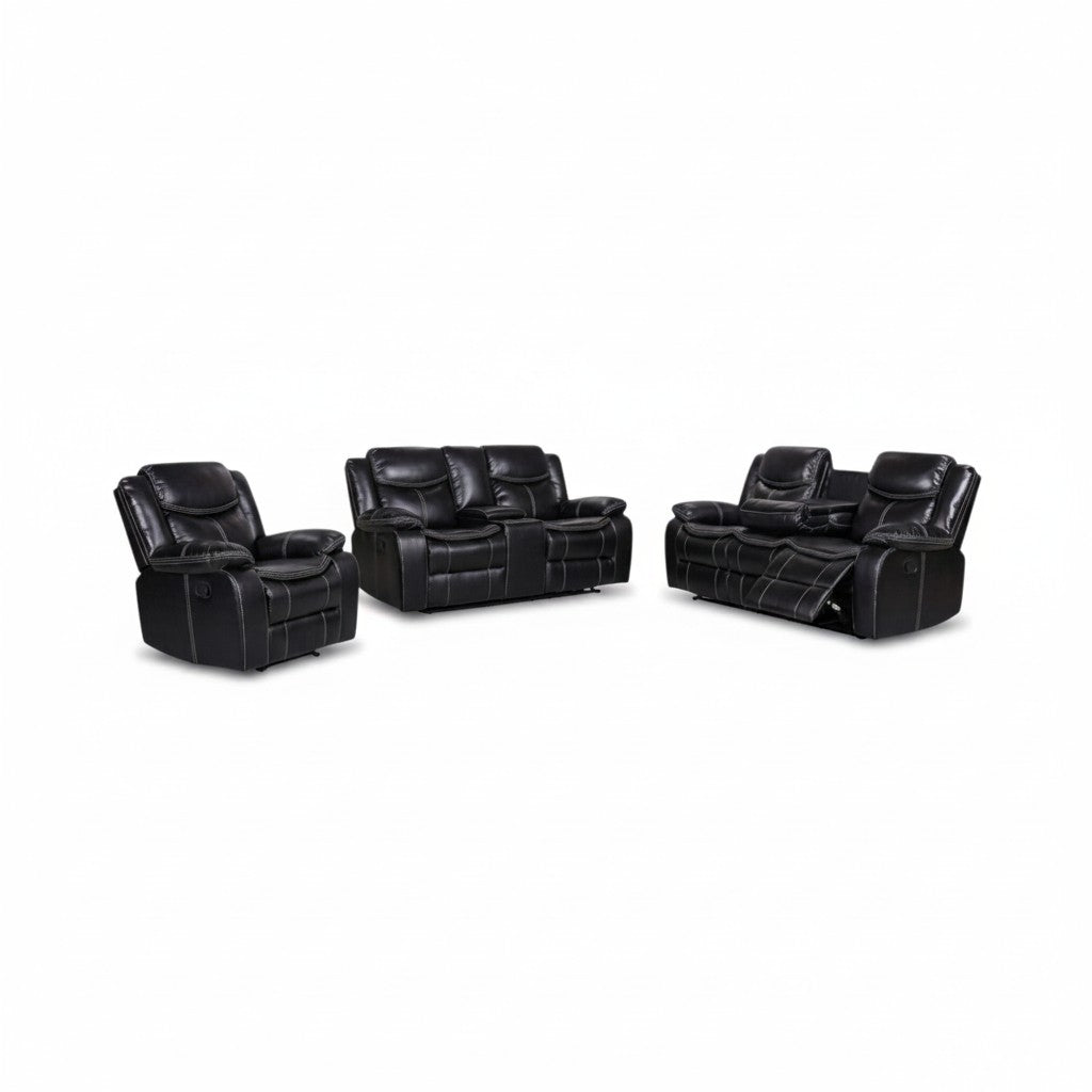 Smte 3-Piece Reclining Living Room Sofa Set – Recliner Armchair, Console Loveseat & Reclining Couch CX002