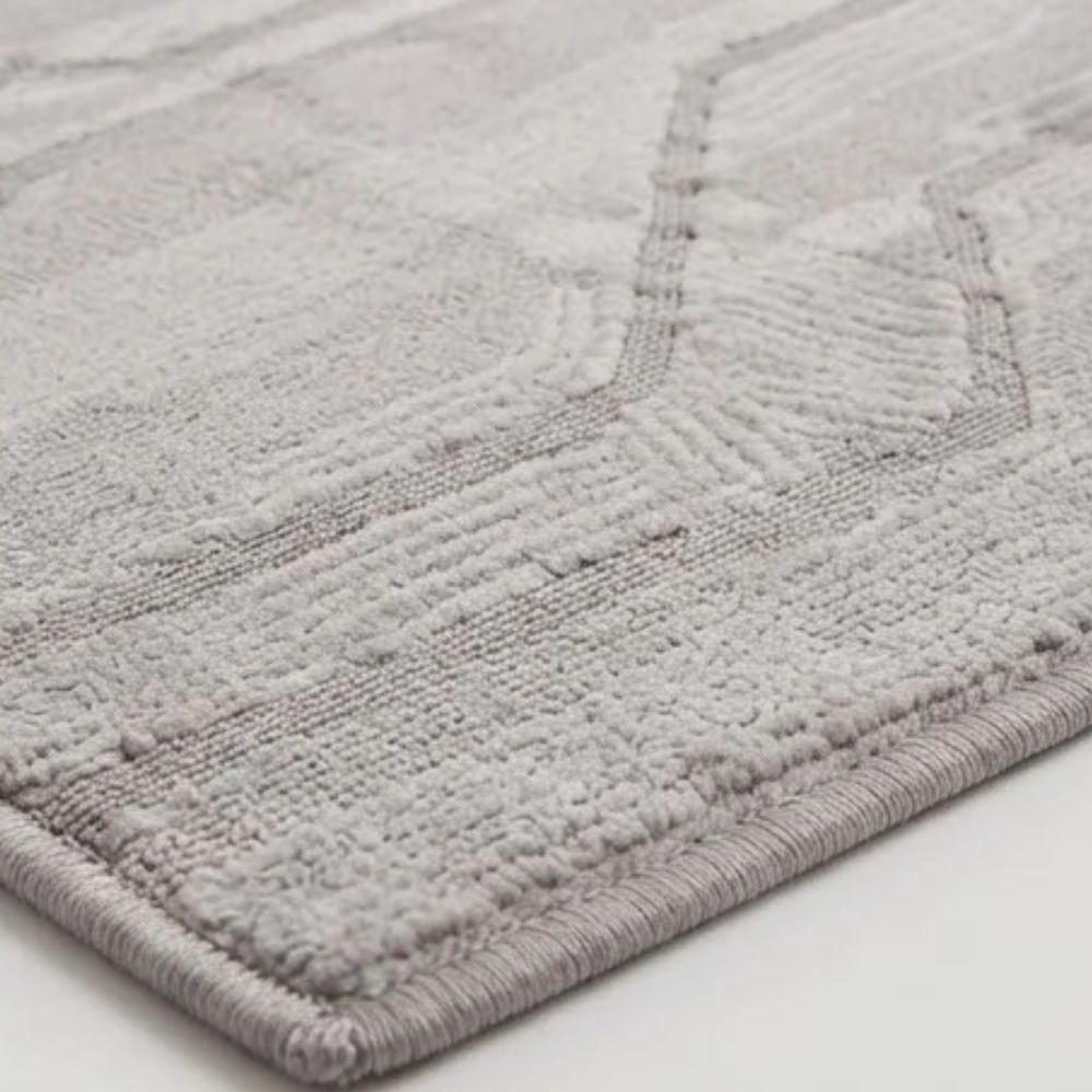 SMTE - Grey Geometric Rug - 160 x 230 cm Modern Area Carpet