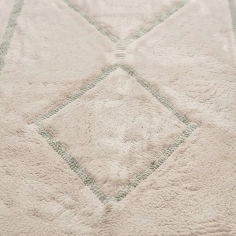 SMTE - Cream Green Geometric Rug 160 x 230 cm Floor Carpet