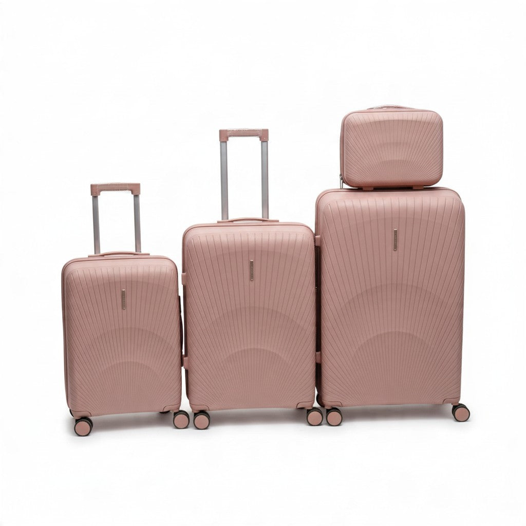 Sastro Gear 4-Piece PP Luggage Set - Rose Gold Flow