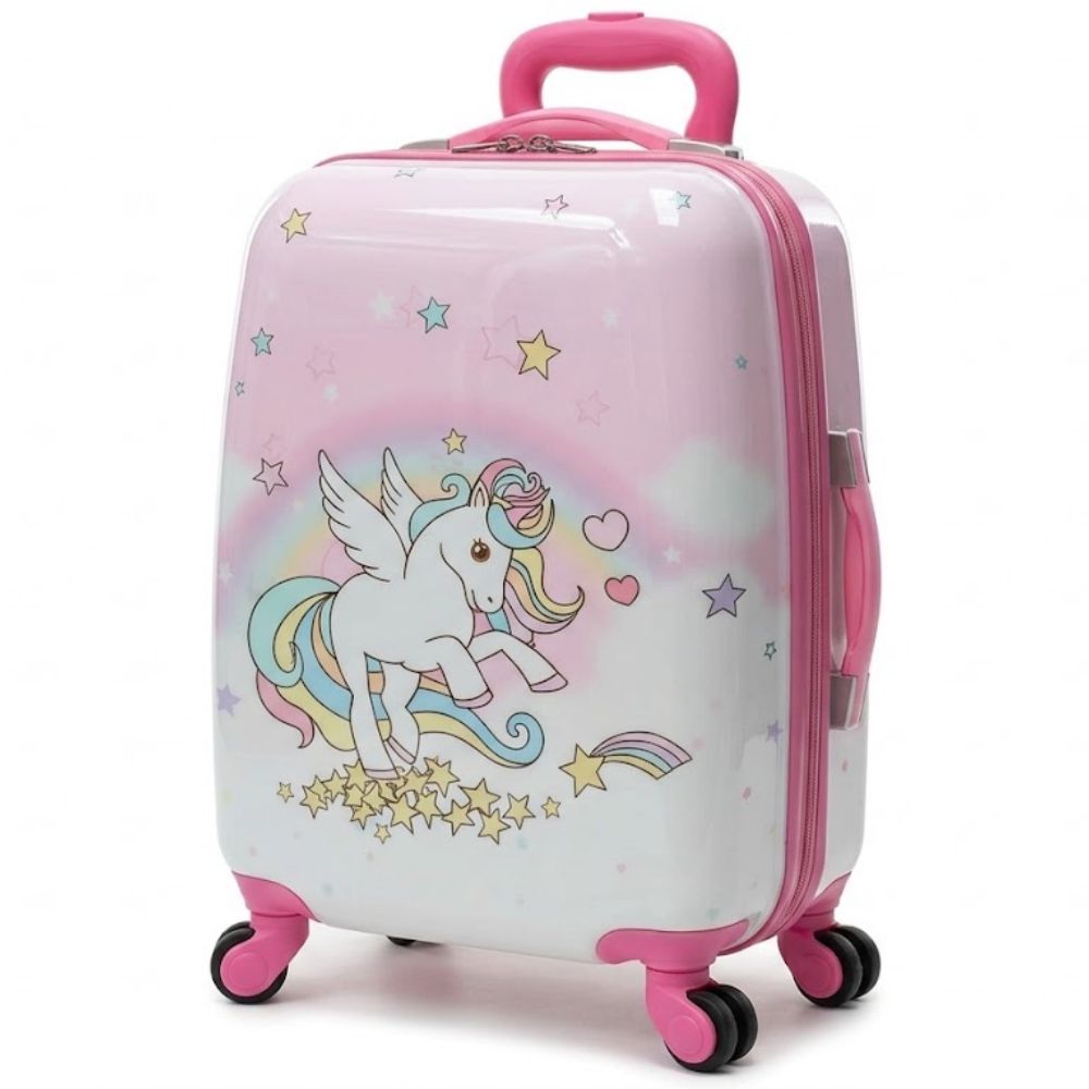 SMTE Sastro Gear Kids Unicorn Rainbow Suitcase Pink 4 Wheels