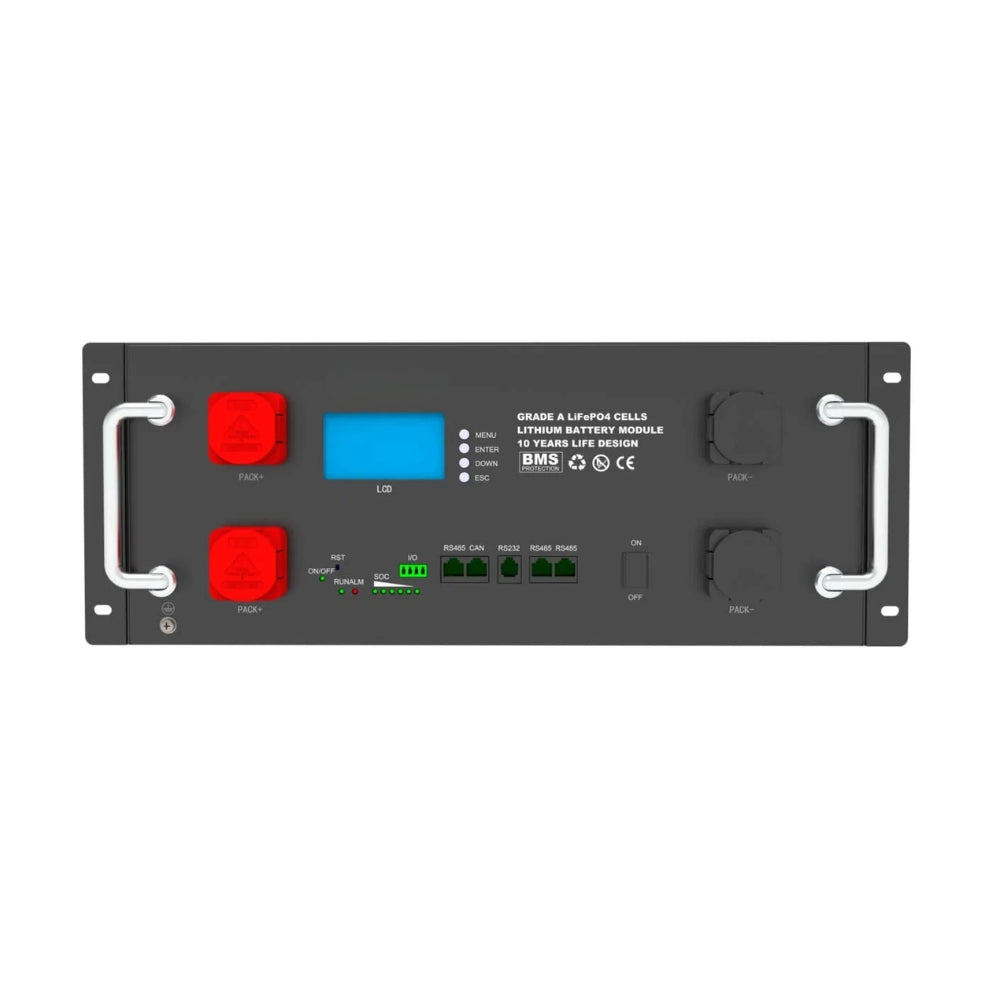 SMTE HZ Solar 5.04kWh 48V 105Ah LiFePO4 Lithium Battery – Rack-Mount Energy Storage (Grade A Cells, Smart LCD & BMS)