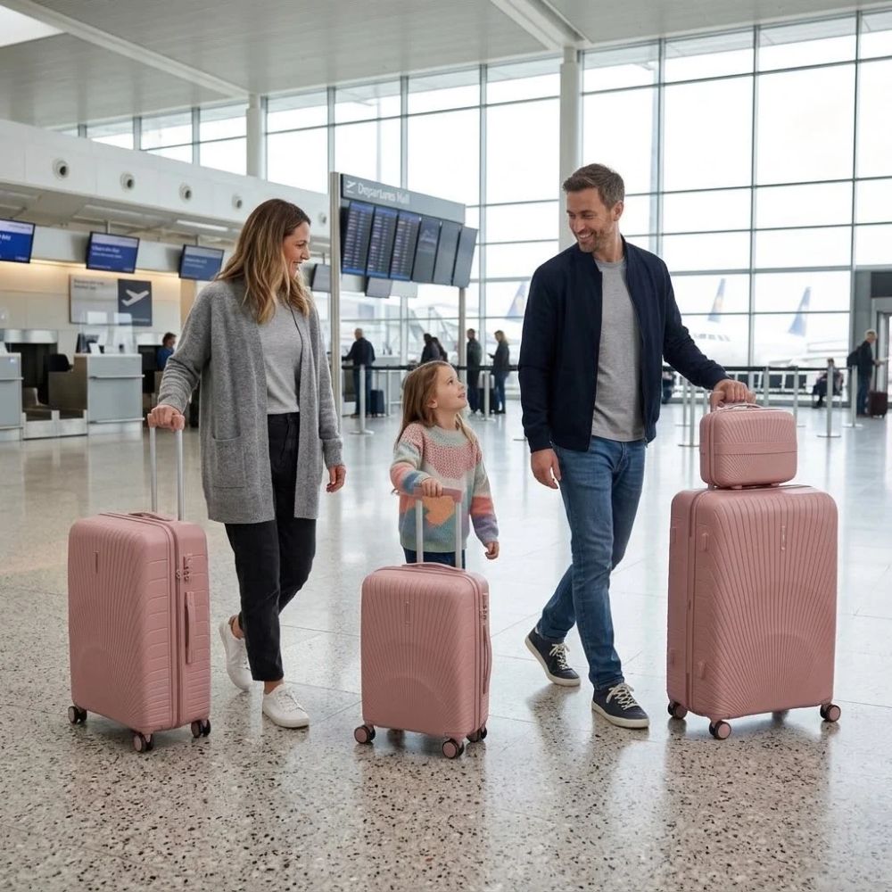 Sastro Gear 4-Piece PP Luggage Set - Rose Gold Flow