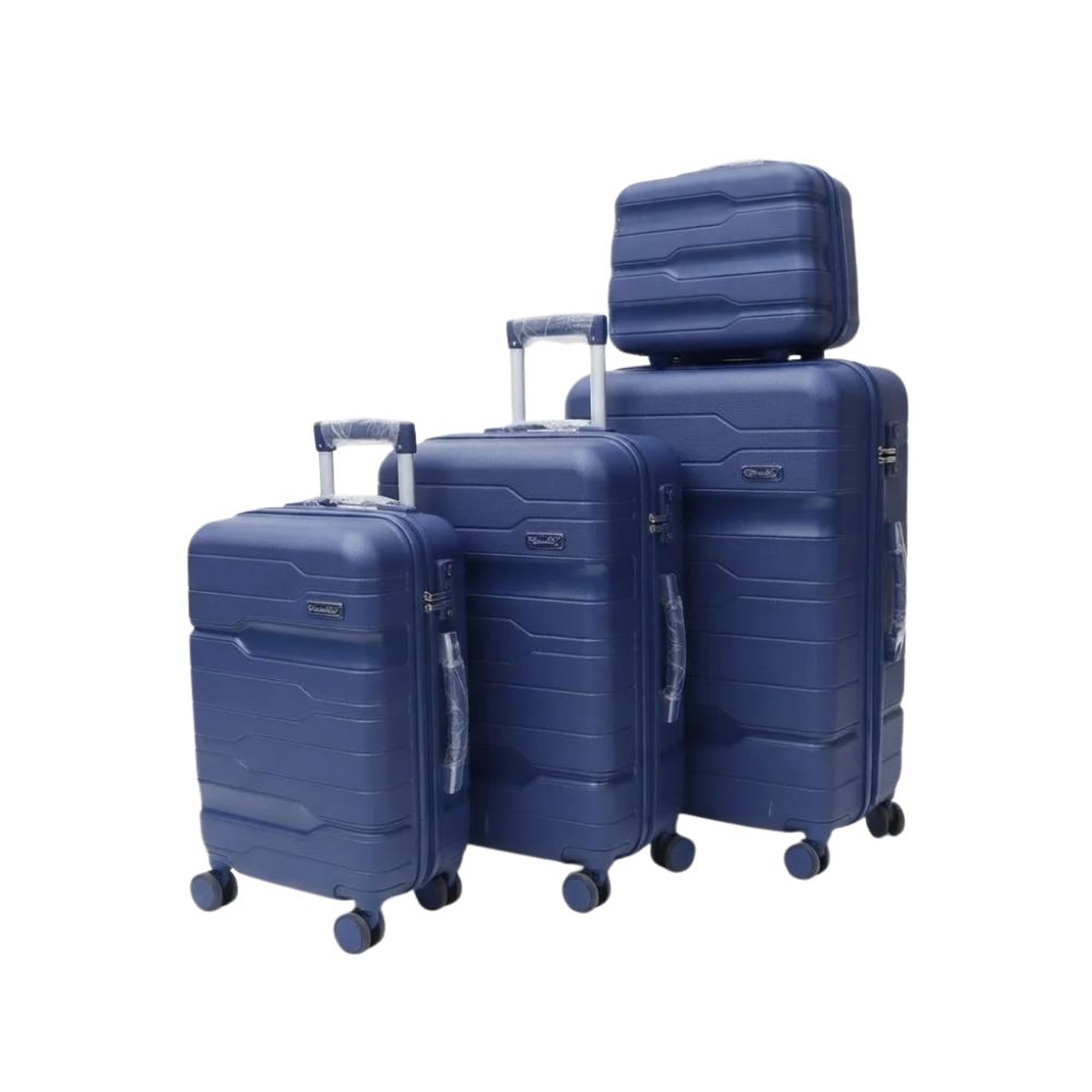 SMTE Satro Gear 4-Piece Polypropylene Unbreakable Suitcase Blue 8 Wheels