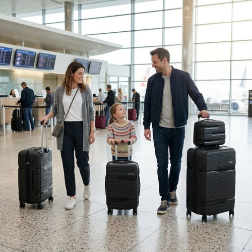 Sastro Gear 4-Piece PP Luggage Set - Black Gloss Panel