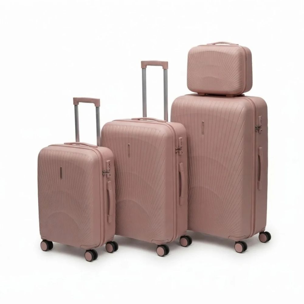Sastro Gear 4-Piece PP Luggage Set - Rose Gold Flow