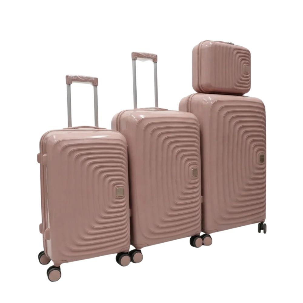 SMTE Satro Gear 4-Piece Polypropylene Unbreakable Suitcase Rose Gold 8 Wheels