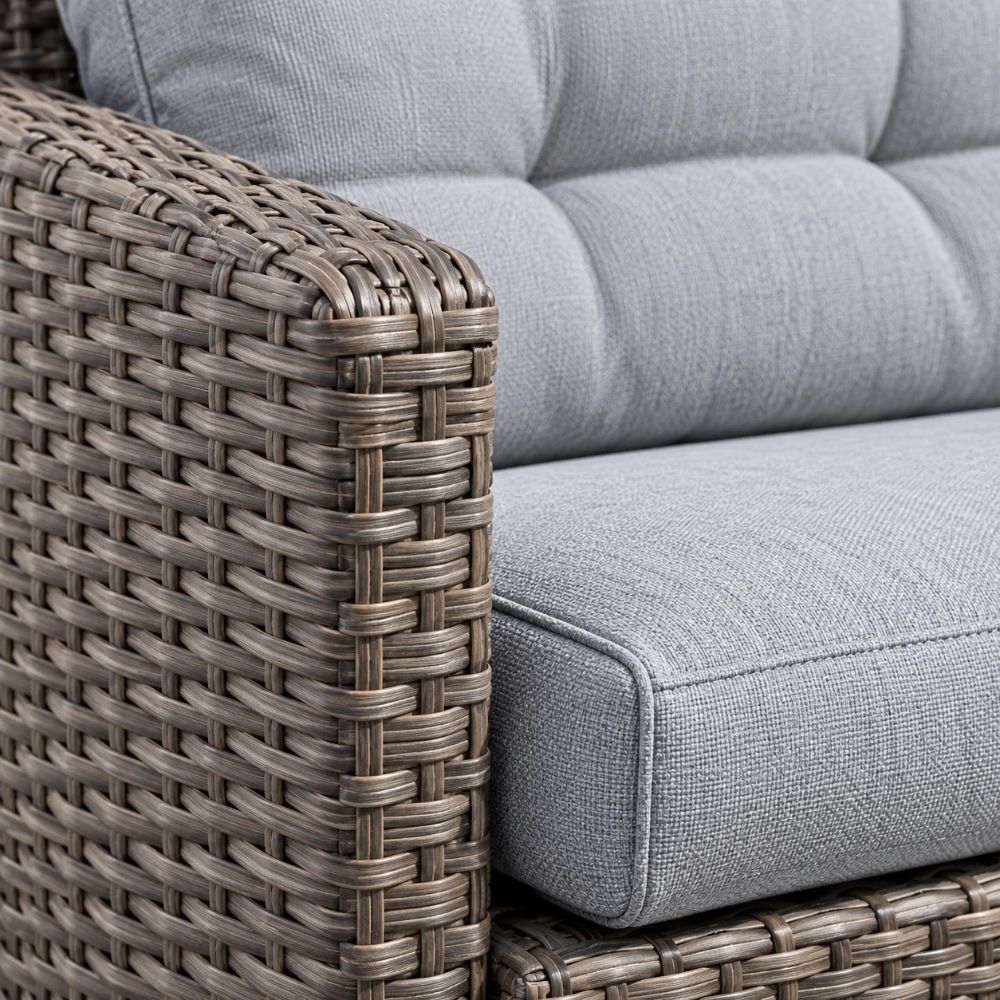 SMTE 5 Piece Outdoor Wicker Recliner Set with Ottomans Grey