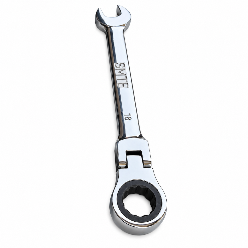 SMTE 18mm flexible-head combination wrench in silver finish