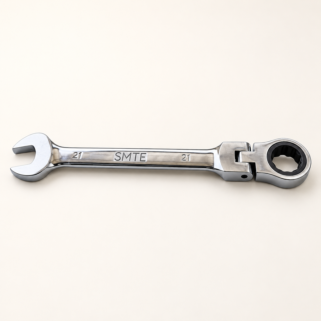 SMTE 21mm flexible-head combination wrench in silver finish