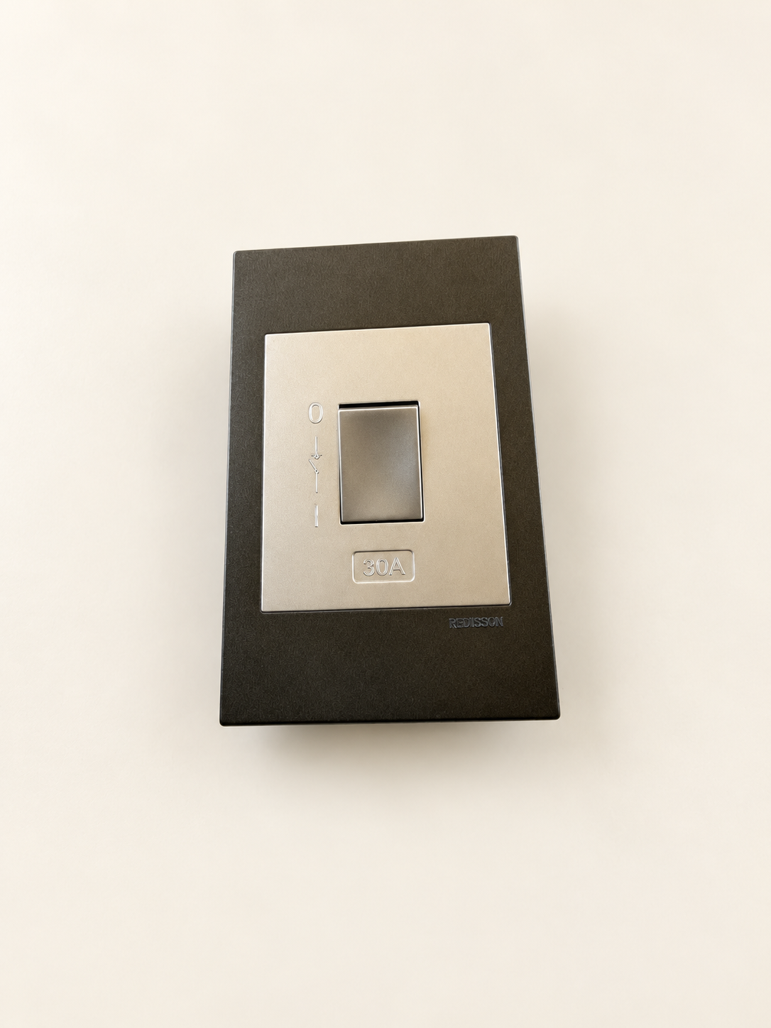 SMTE - 30A Single Rocker Wall Switch with Dark and Champagne Faceplate - studio view 3