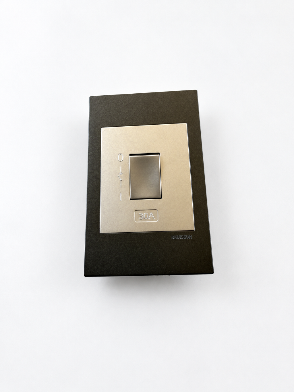 SMTE - 30A Single Rocker Wall Switch with Dark and Champagne Faceplate - studio view 4