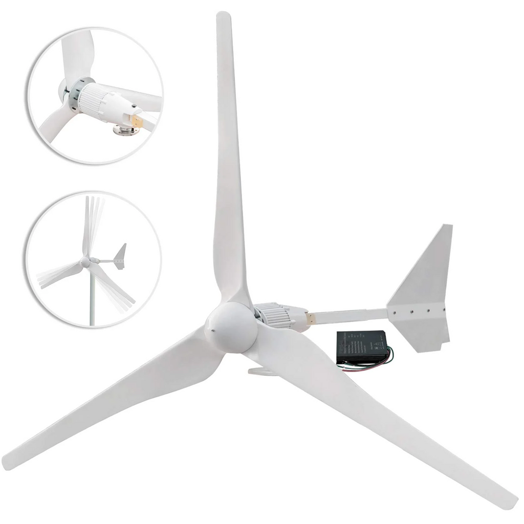 SMTE 1000W 48V 3-Blade Wind Turbine Generator Kit – Hybrid Renewable Energy Power Generation (Includes External Charge Controller)