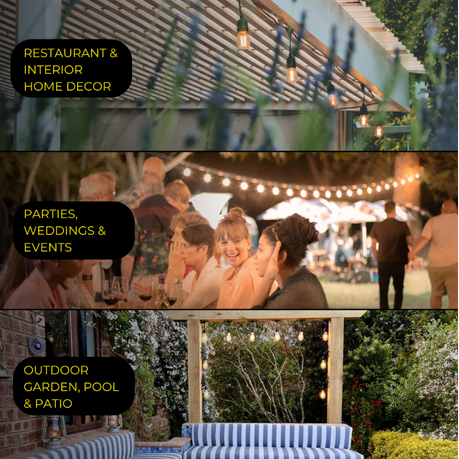 SMTE 20m 40-Bulb Waterproof LED Outdoor Festoon String Lights (E27 S14 Warm White Bulbs Included)