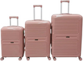 SMTE Sastro Gear 3-Piece Pink Polypropylene Hardshell Suitcase Set 8 Wheels-Apart