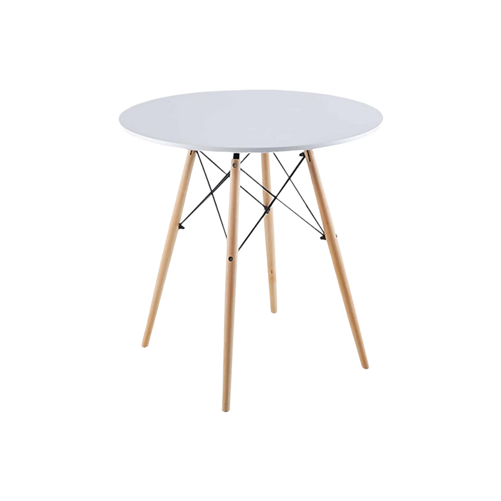 SMTE DT37M Modern Round Dining Table with Solid Beech Wood Legs (Dia 80 × 75 cm)