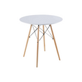 SMTE DT37M Modern Round Dining Table with Solid Beech Wood Legs (Dia 80 × 75 cm)