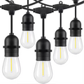 SMTE 20m 40-Bulb Waterproof LED Outdoor Festoon String Lights (E27 S14 Warm White Bulbs Included)