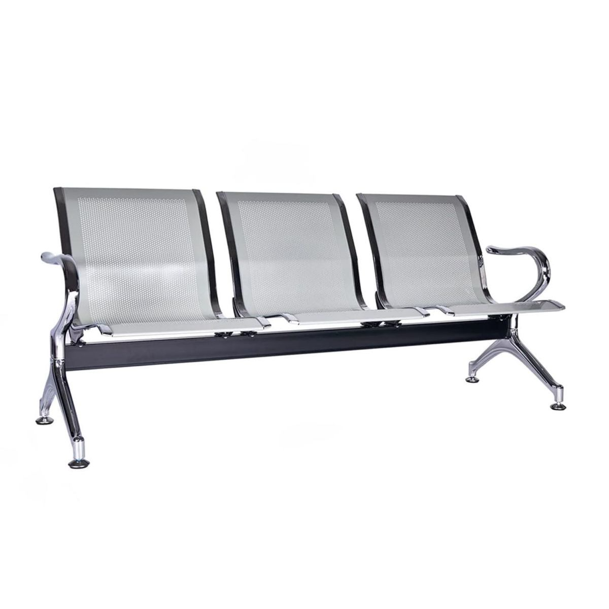 SMTE 3-Seat Heavy-Duty Steel Airport Waiting Room Bench & Reception Chair S-503